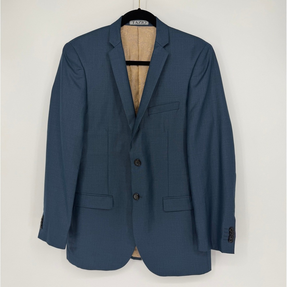 Tazio Italy Mens Ultra Slim Fit Blue Blazer Jacket 38R M181S Paisley Lining